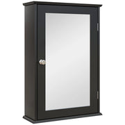 Mobile da Bagno Pensile con Specchio e Anta a Chiusura Magnetica 41x14x60 cm Nero
