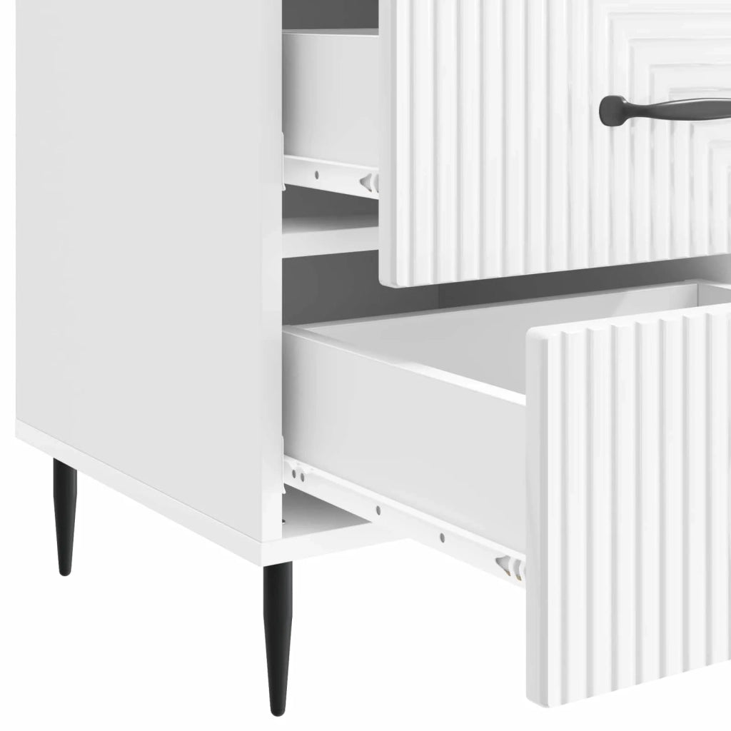 Comodino | Armadio da Notte | Mobiletto da notte con cassetto Bianco Lucido 43 x 41 x 66,5 cm