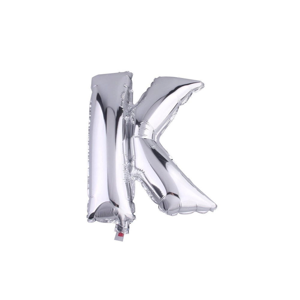 Trade Shop - Palloncino Gonfiabile Elio Lettera K Argento 35 Cm Compleanno Festa Party Casa -