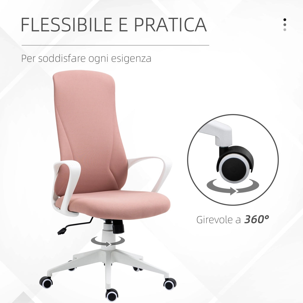 Sedia da Ufficio Imbottita con Altezza Regolabile e Dondolo ¨C Zephmum ¨C Rosa 62x56x110-119.5 cm