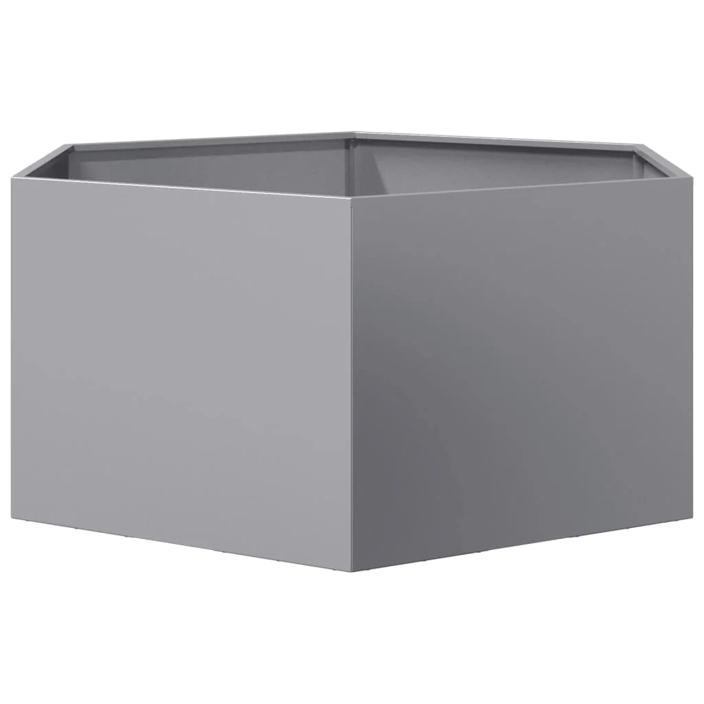 Fioriera/aiuola esagonale per piante fiori terrazza giardino 104 x 90 x 45 cm acciaio zincato argento 02_0038634