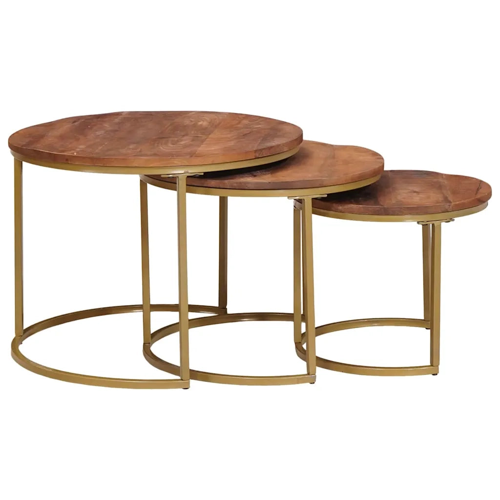 Tavoli da Caffè Nido 3 pcs Legno massello di mango e acciaio