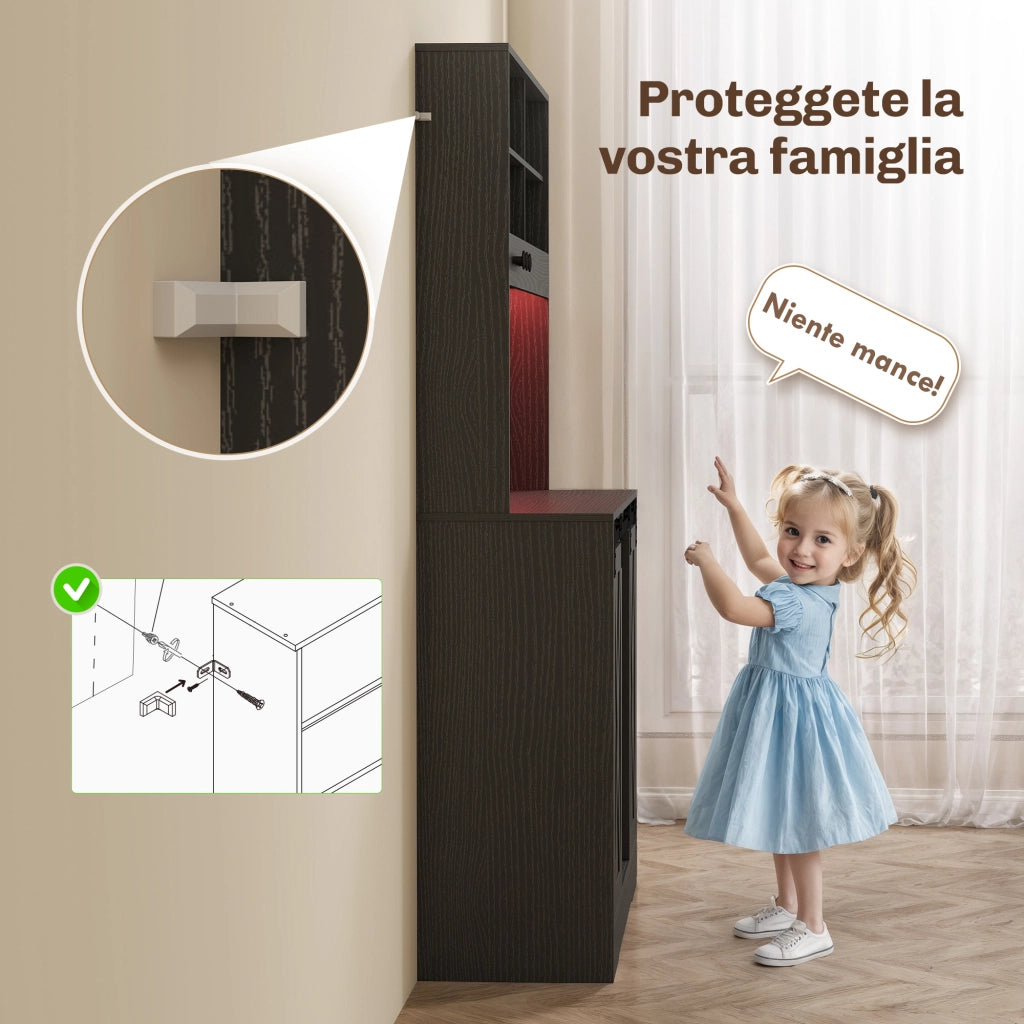 Credenza Rustica con Armadietti e Luci LED ¨C zephmum ¨C Nero