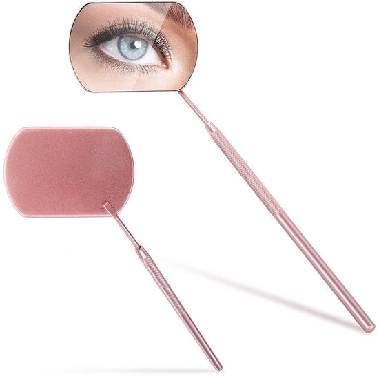 Specchio per l'applicazione delle ciglia - Materiale: Acciaio inossidabile - Dimensioni: 16,9 x 1,2 cm - 1 pezzo - Colore: Argento/Rosato - Spessore: 1,2 cm - Materiale: Acciaio inossidabile - 1 pezzo - Modello multifunzionale