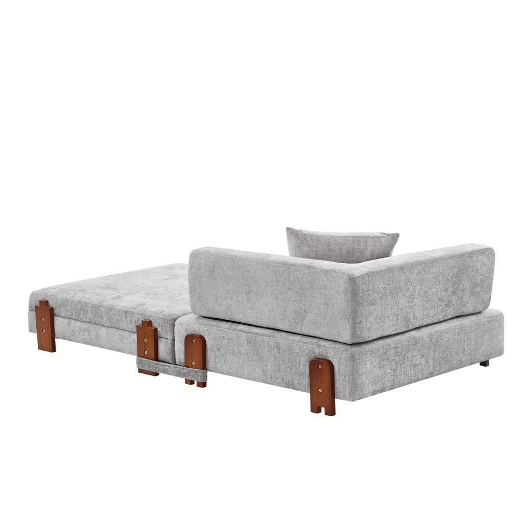 Divano Letto Pieghevole con Braccioli e Vano Contenitore ¨C MINIMAL ¨C Grigio Chiaro