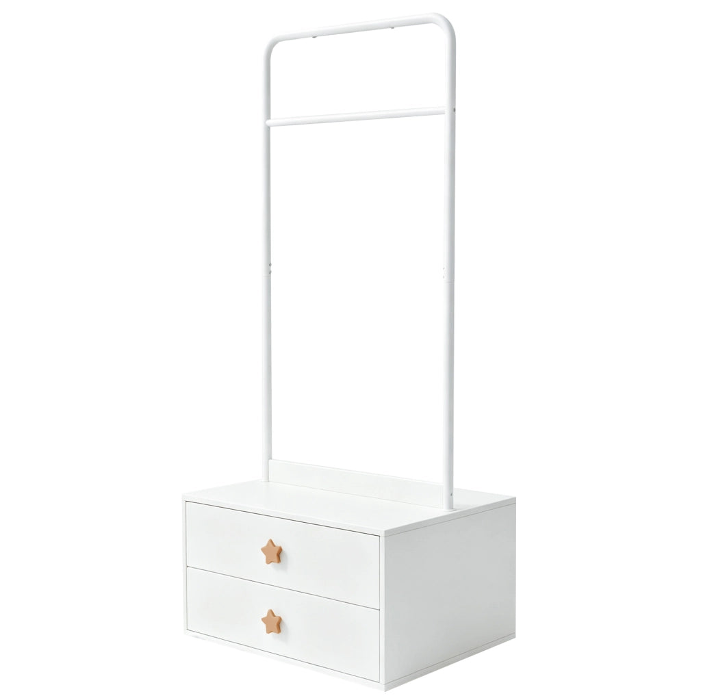 Appendiabiti per bambini 70x55x168 cm bianco in MDF, 2 cassetti
