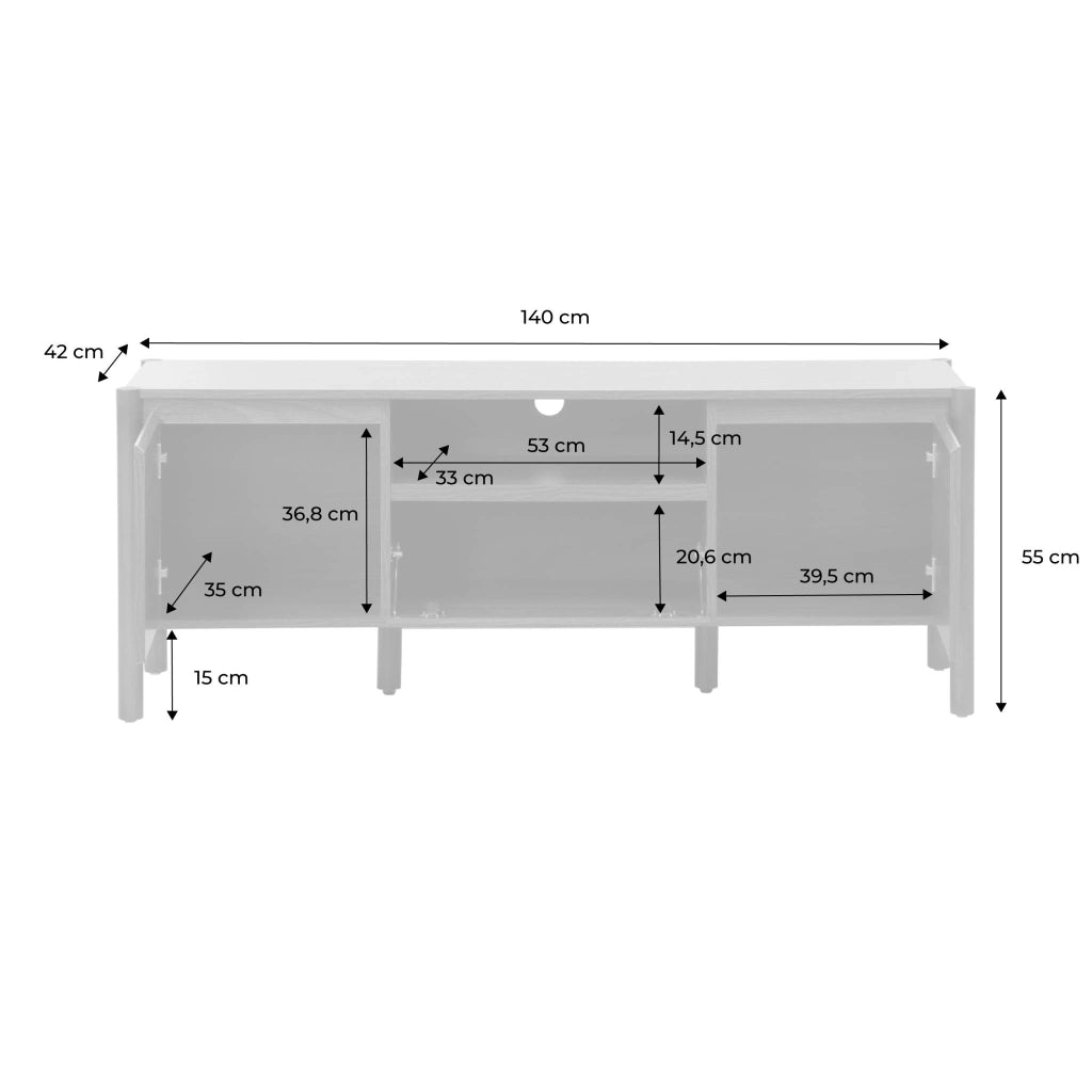 Mobile tv decorazione legno 2 ante 1 cassetto 140cm, noce