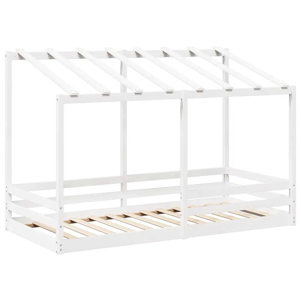 Letto per Bambini | Letto Infantile | Lettino con Tetto Bianco 90x200cm Legno Massello Pino