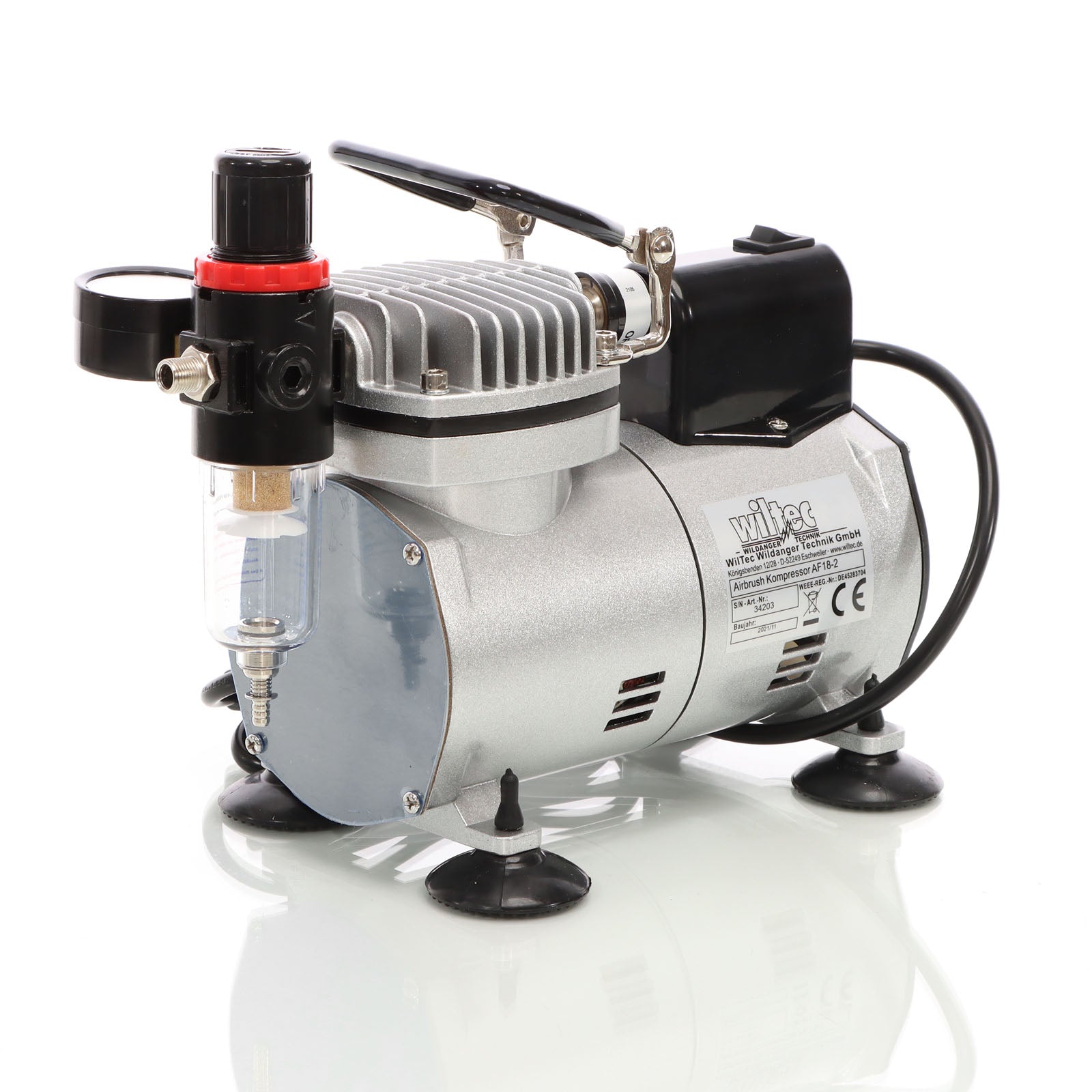 Compressore per aerografo AF18-2, a membrana 4 bar, arresto automatico, con manometro