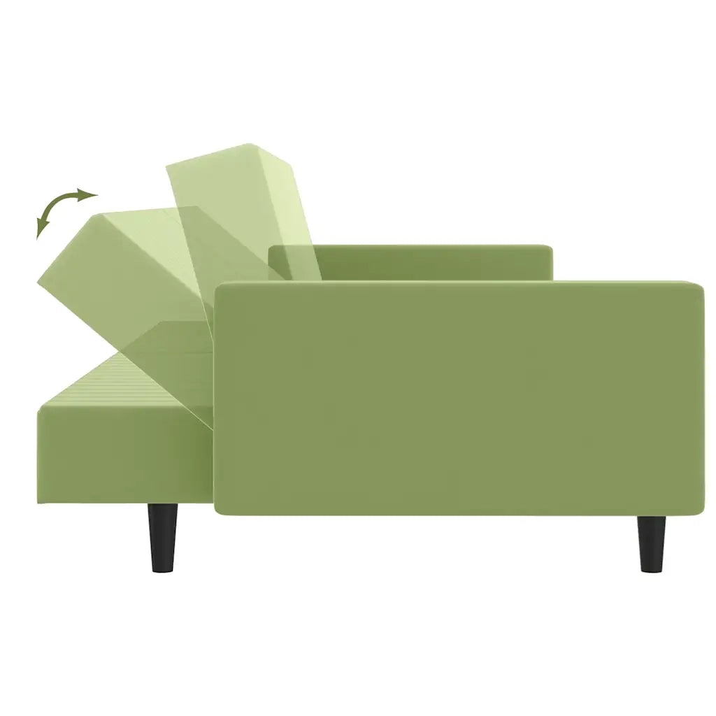 Divano Letto a 2 Posti Verde Chiaro in Velluto 375940
