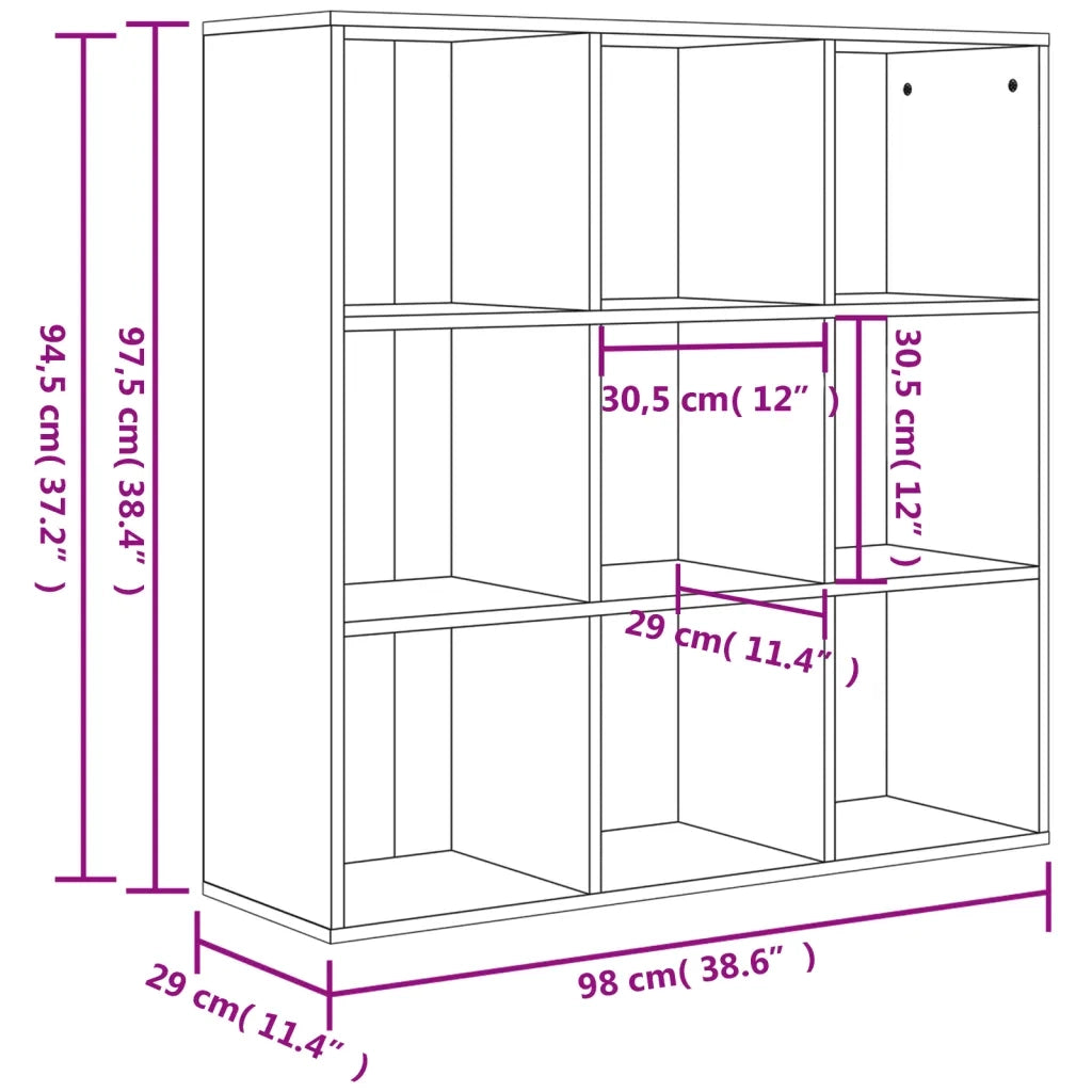 Libreria Grigio Cemento 98x29x97,5 cm in Legno Multistrato 801129