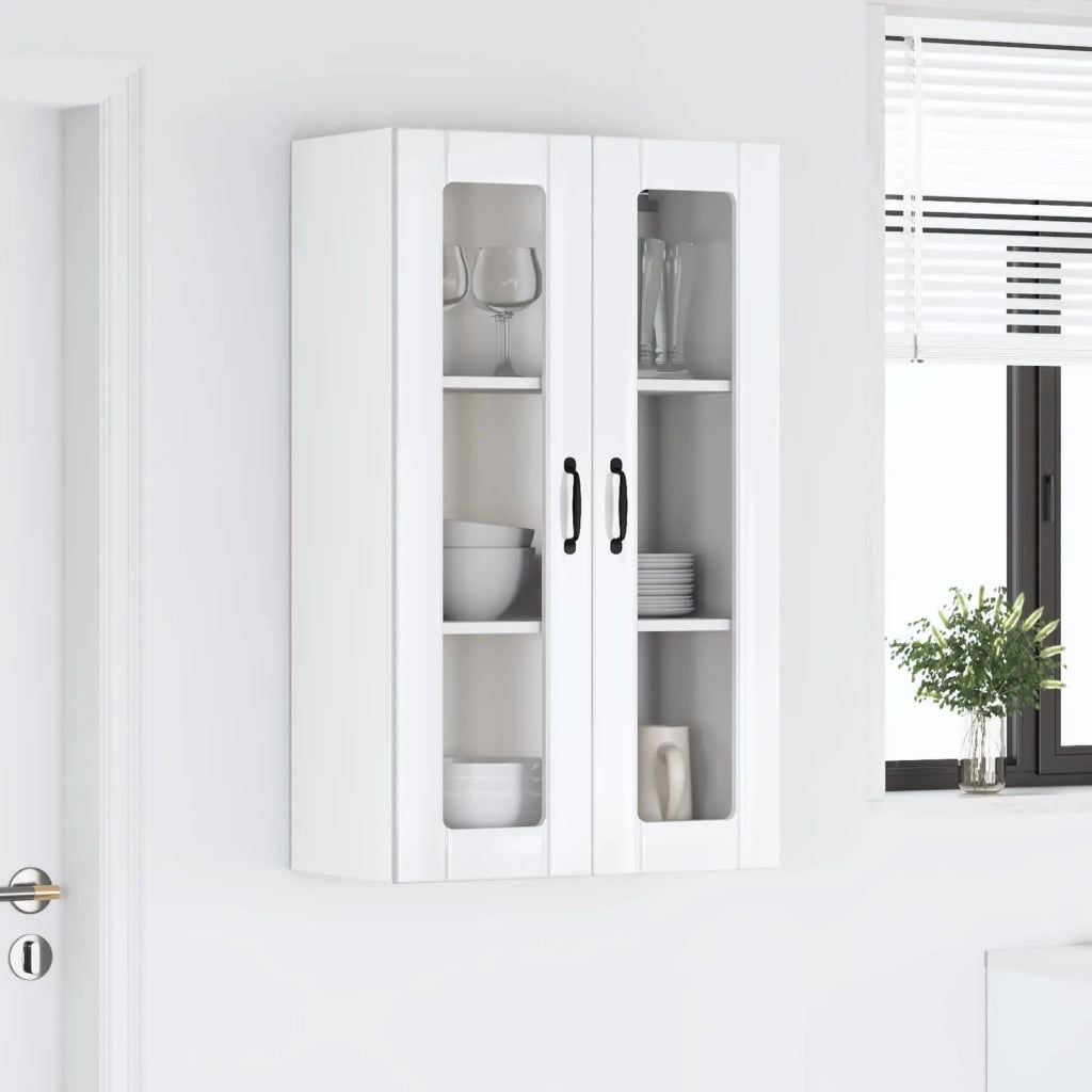 Mobile in vetro da parete LUCCA Bianco Lucido 60 x 31 x 100 cm