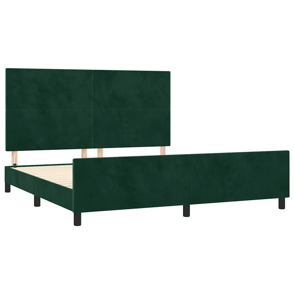 Giroletto con Testiera Verde Scuro 180x200 cm in Velluto 3125650