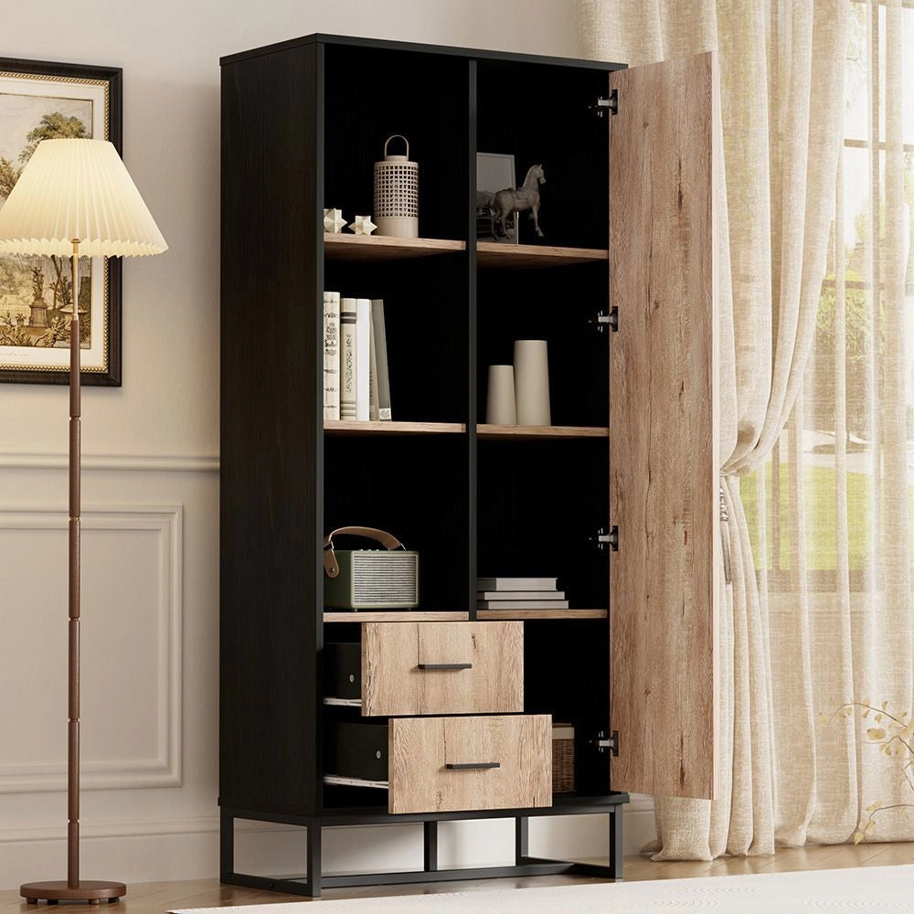 Armadio - Xylo - 80x40x180cm legno/nero 3 scomparti