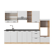 Cucina componibile Fame-Line Bianco rustico/Rovere dorato 280 cm, PL Antracite Vicco