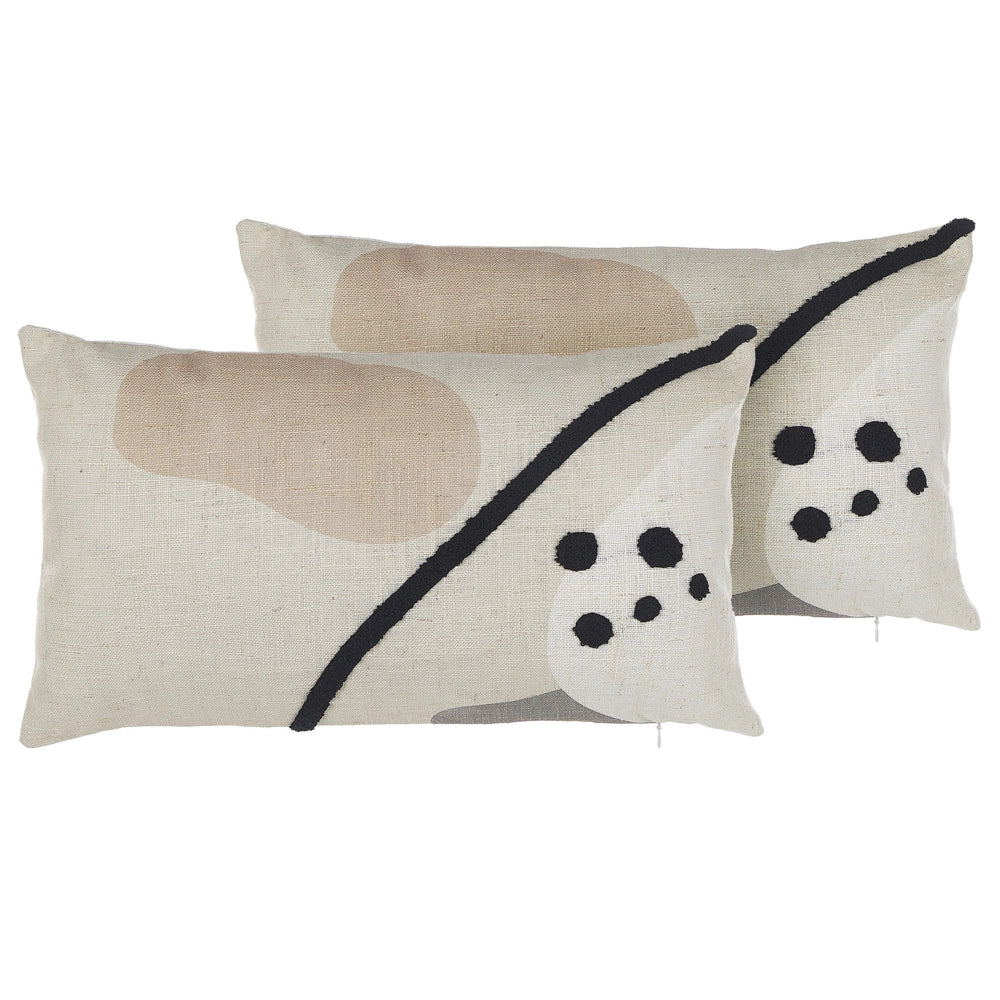 Set di 2 cuscini decorativi beige 30 x 50 cm Cuscini decorativi a motivi astratti federe rimovibili Chiusura con cerniera Stile boho moderno