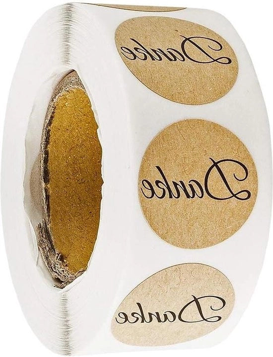 Etichette su rotolo - Ringraziamenti Ø 25 cm - Etichette adesivi su rotolo - 500 pezzi - Ideali per matrimonio compleanni - Carte di ringraziamento - Inviti - Carte augurali.