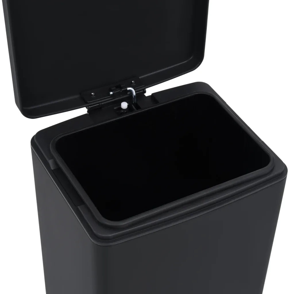 Pattumiera a Pedale Anti-Impronte 30 L Nera in Acciaio Inox 149573