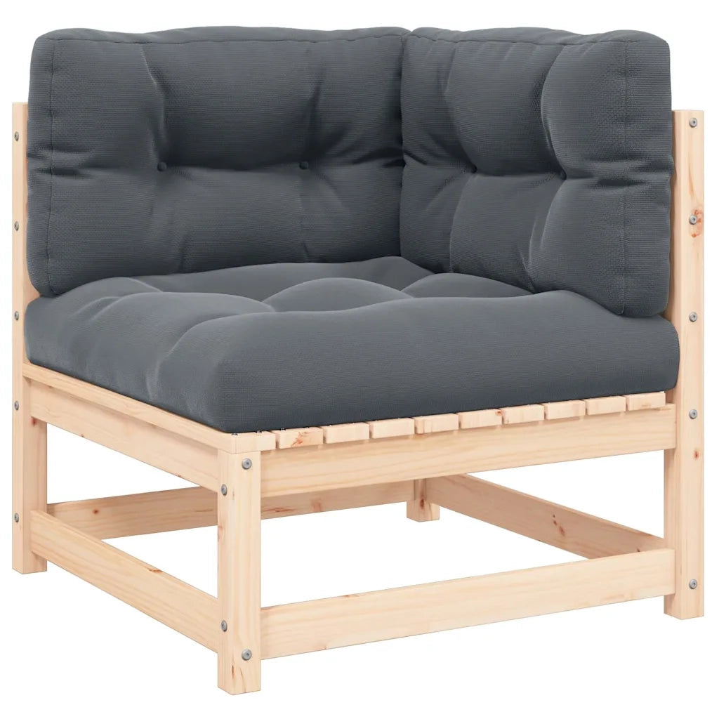 Divano Angolare Giardino con Cuscini Antracite Legno di Pino 807286