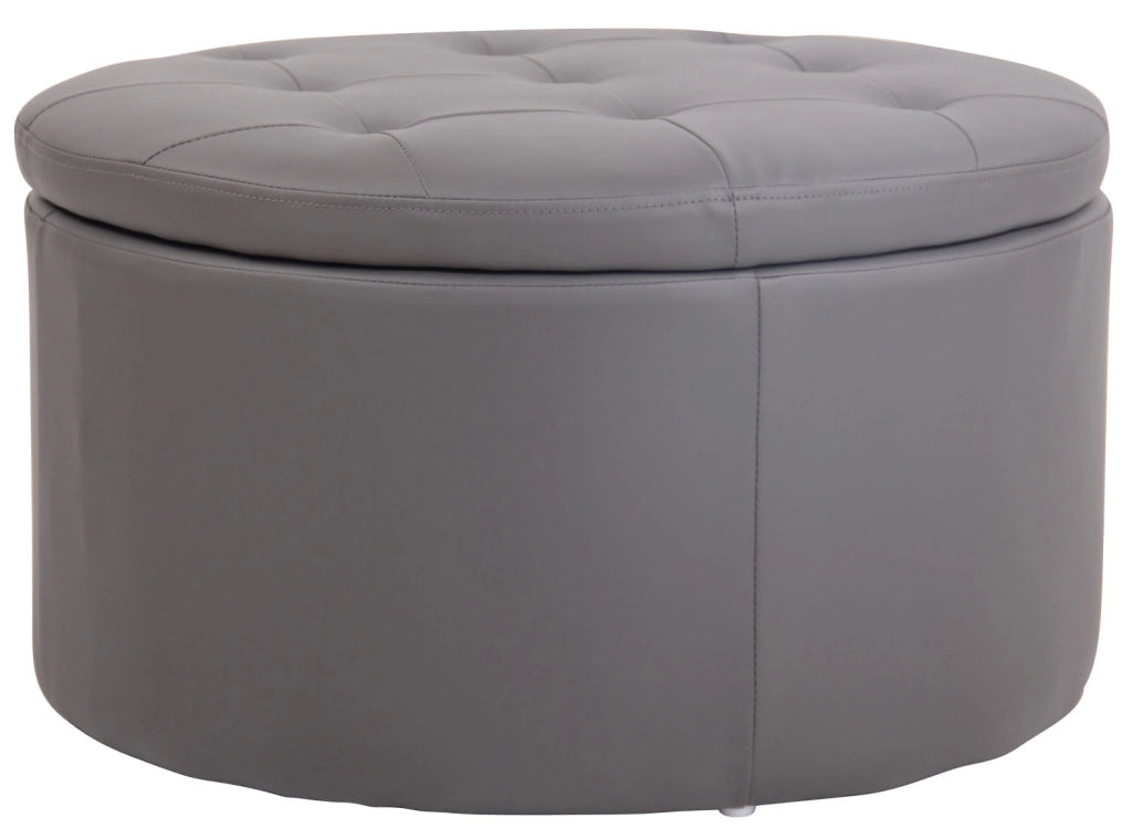 Pouf Tondo Contenitore Evora grigio,Finta pelle