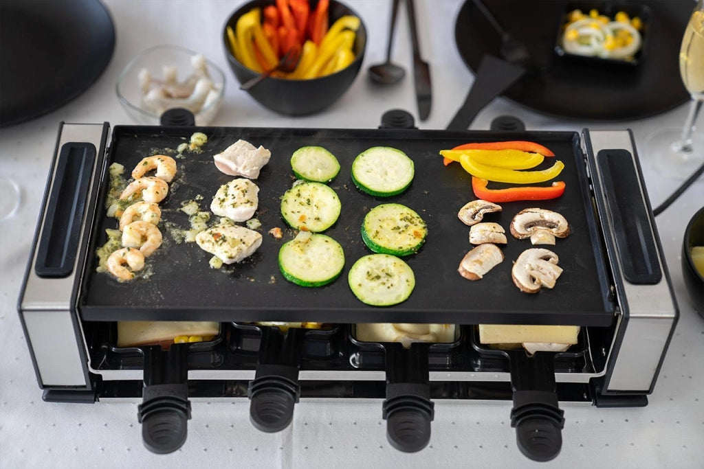 Unold 673773 Raclette Finesse Basic Raclette Elettrico 1200 W Piastra Reversibile 8 Pentole colore Nero