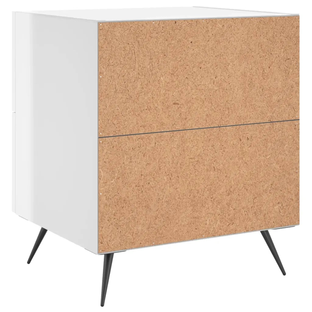 Comodino-Tavolino da notte Bianco Lucido 40x35x47,5 cm in Legno Multistrato