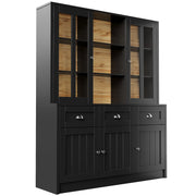 Vetrina con Ripiani Regolabili e Dispositivo Antiribaltamento per Cucina in MDF 140×38.5×175 cm Nero