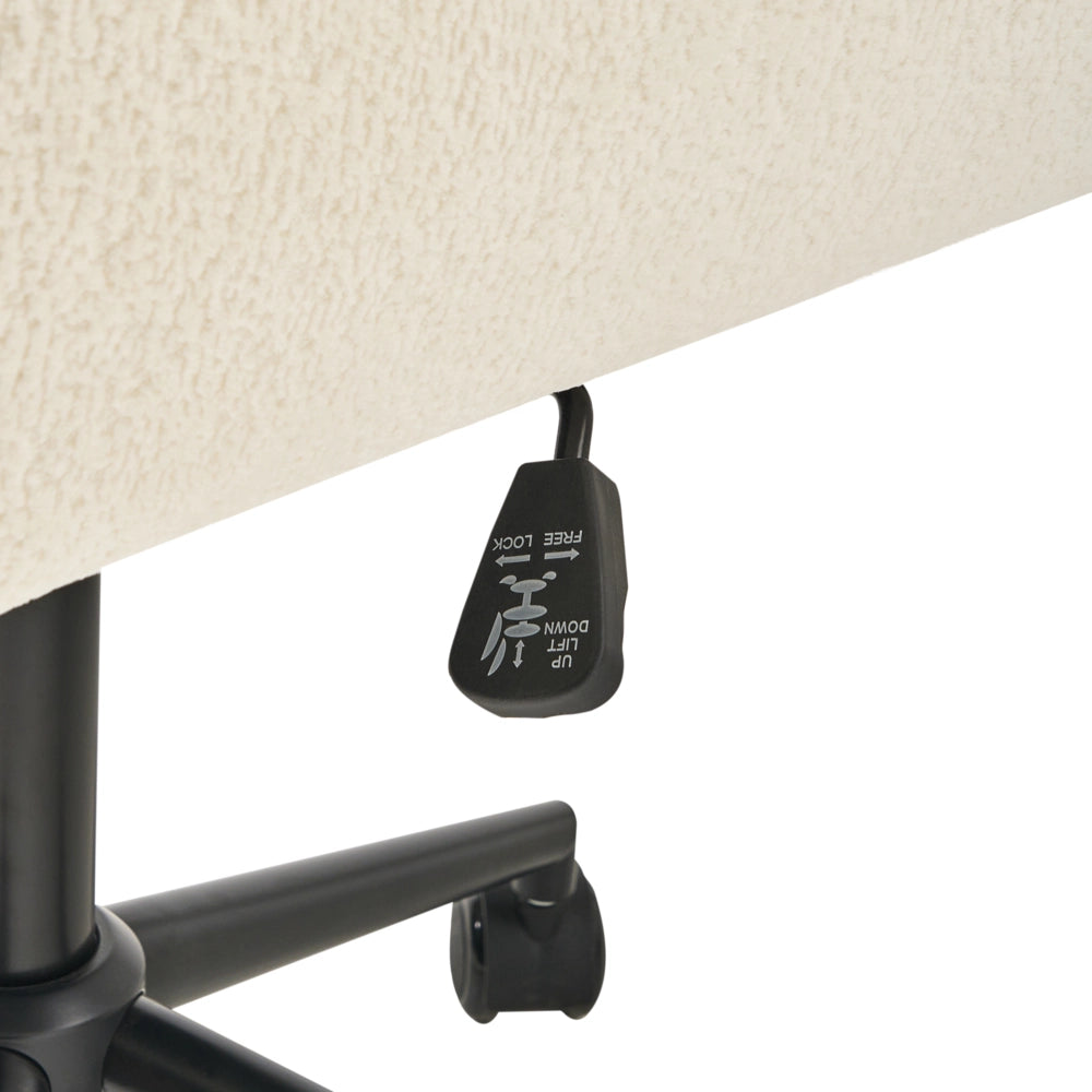 Sedia da ufficio in tessuto Boucle Struttura in metallo Funzione girevole Inclinazione Altezza regolabile Mobili da ufficio Bianco sporco