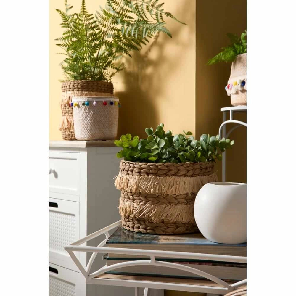 Set di 2 tavolini pieghevoli in metallo bianco e MDF effetto legno - NAO