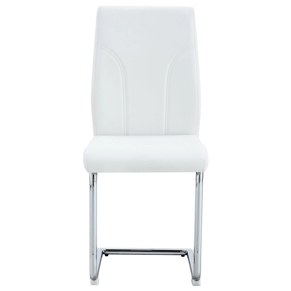 Set 2 sedie da pranzo - Xylo - PU bianco gambe argento