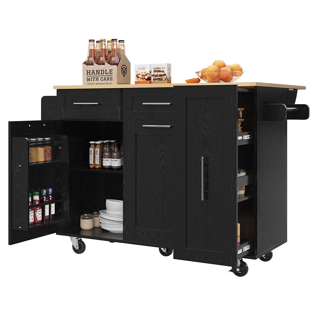 Isola cucina - Xylo - scaffali snack estensibili nero