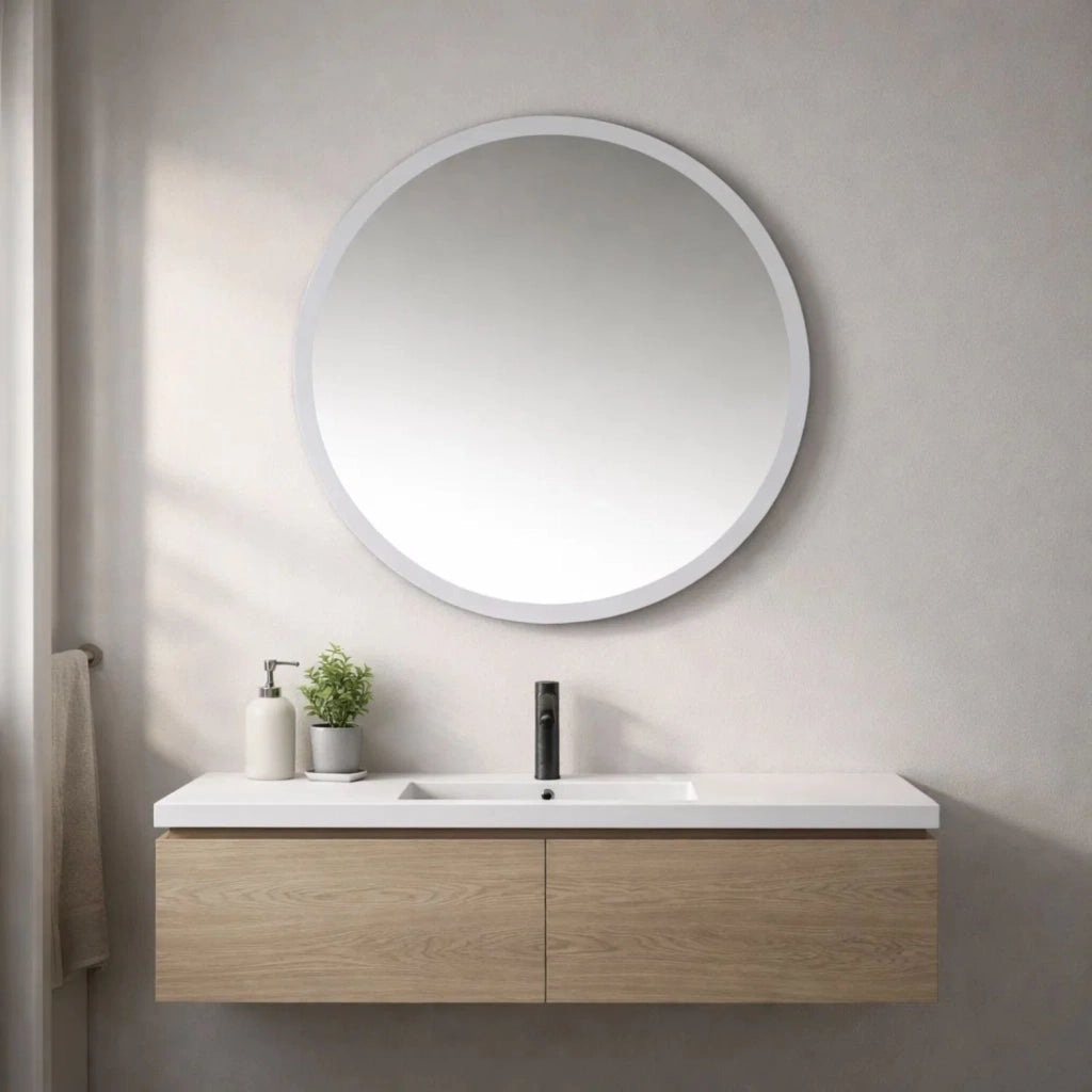 Specchio da bagno forma tonda jonas in artificial stone bianco opaco *** confezione 1