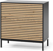 Cassettiera Eliza, Nero/quercia, 80 x 81.2 cm 2 cassetti