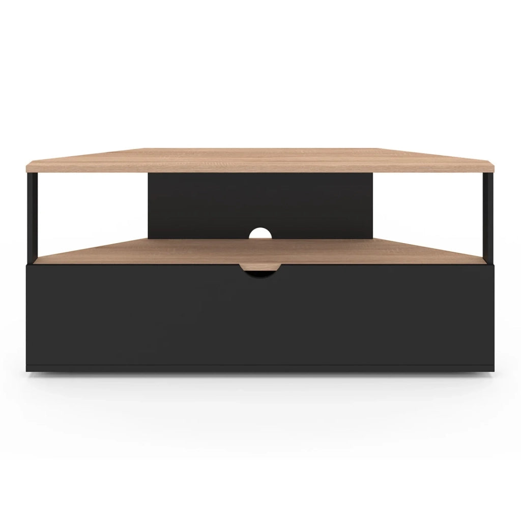 IDMarket - Mobile TV angolare ELI 100 cm in legno effetto faggio e nero
