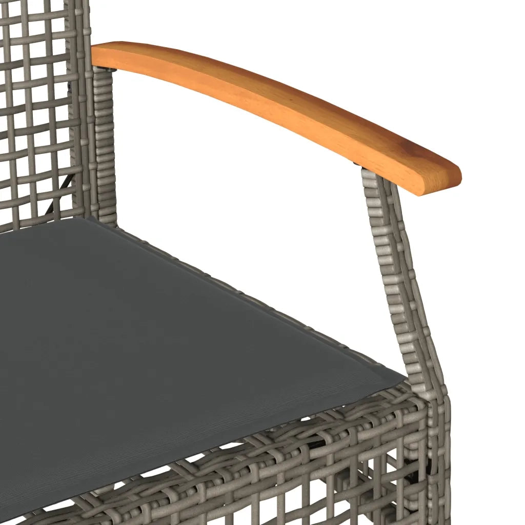 Panca da Giardino con Cuscino Grigia Polyrattan e Legno Acacia 366256