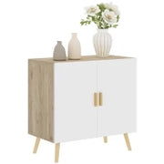 Mobile Multiuso con Ripiano Regolabile su 3 Livelli e Base Rialzata, in Legno, 76x41.2x74 cm, Bianco e Rovere
