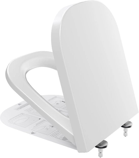 Tappo WC con chiusura morbida, coperchio WC quadrato, sedile WC bianco, coperchio WC con chiusura morbida, sedile WC quadrato, coperchio WC con chiusura morbida, sedile WC snelslittabile, serie DER