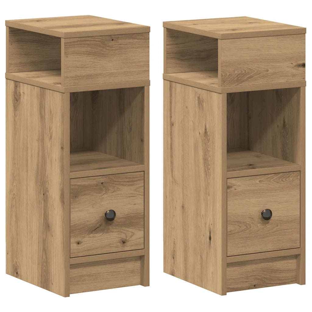 Comodini 2 pz con Cassetto Rovere Artigianale 25x31x66 cm 858631