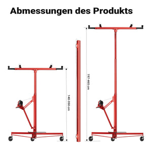 Sollevatore pannelli cartongesso con prolunga, max 68kg, Carrello Alzapannelli Alzalastre