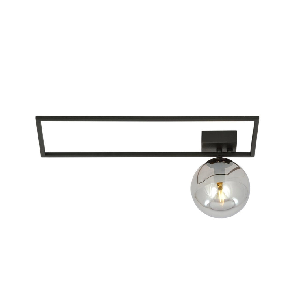 Lampada a sospensione Imago in acciaio nero e vetro grafite