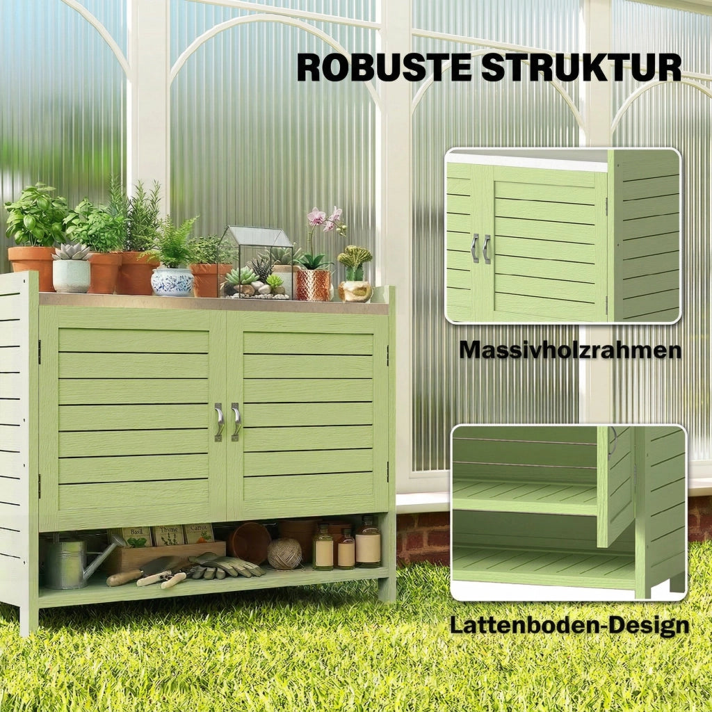 Tavolo da giardino con mobile ¨C zephmum ¨C Verde 88x40x70,5 cm