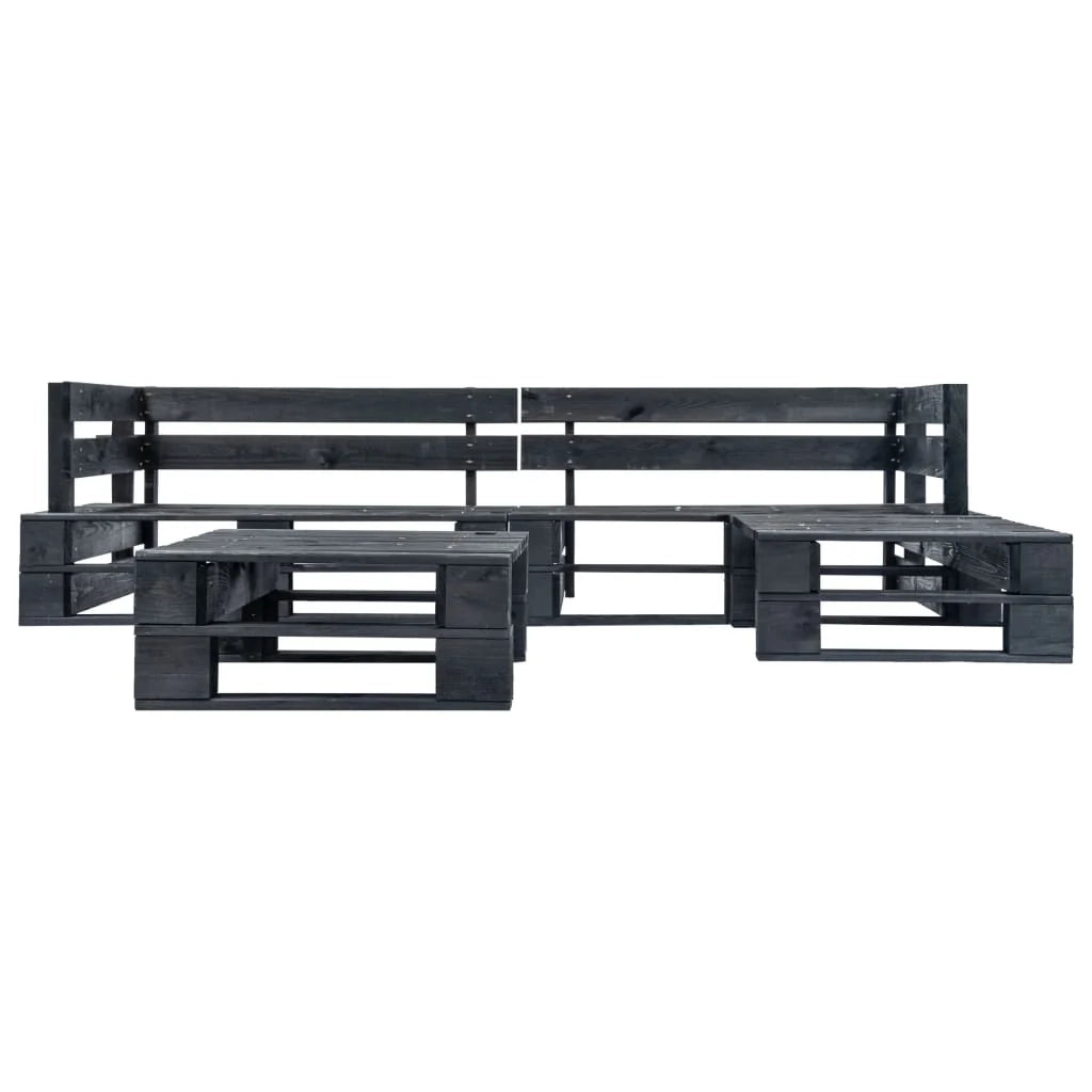 Set di mobili da giardino in pallet 4 pezzi con cuscini grigio legno 02_0018369