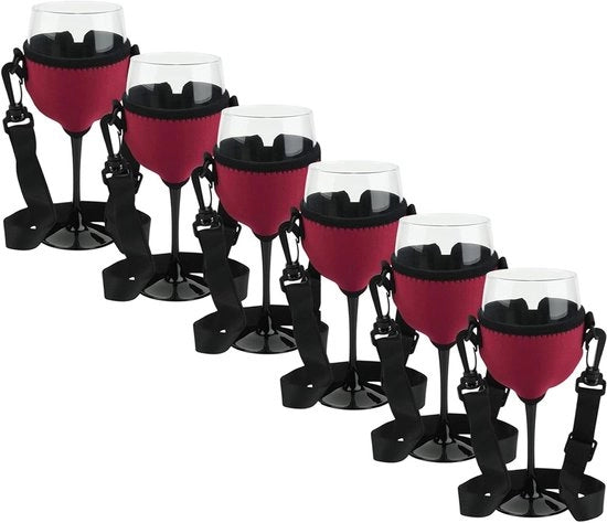 Wine Glass Holders per Hals per Festa e Incontro - Portatile Holders per Bicchieri da Vino per la Gola - Set da 6 Holders per Bicchieri da Vino per Feste