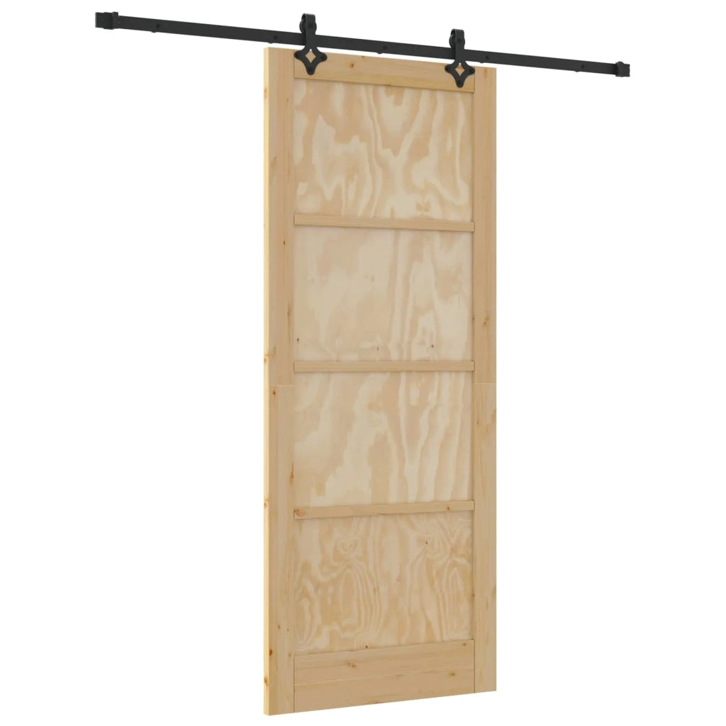 Porta scorrevole Naturale e Nero 86 x 211 cm