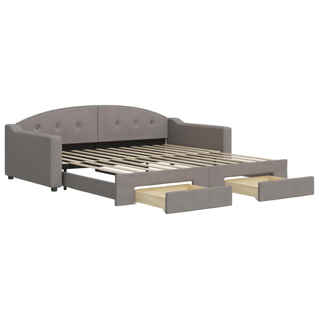 Divano Letto Estraibile con Cassetti-Sofa Letto-Daybed Tortora 100x200 cm Tessuto 481261