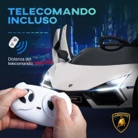 Macchina Elettrica per Bambini con Luci LED, Clacson e Telecomando, in Plastica e Acciaio, 105x60x40 cm, Bianco