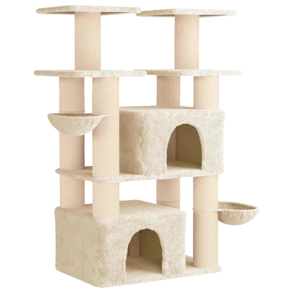 Albero per gatti con pali per graffiare in sisal 2 pz Crema 3422903