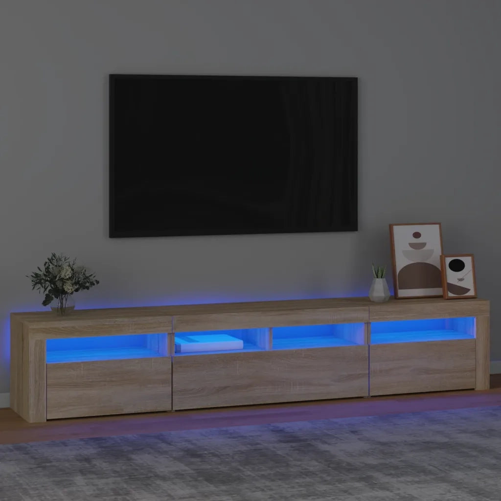 Mobile Porta TV con Luci LED Rovere Sonoma 210x35x40 cm cod mxl 11609