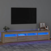 Mobile Porta TV con Luci LED Rovere Sonoma 210x35x40 cm cod mxl 11609