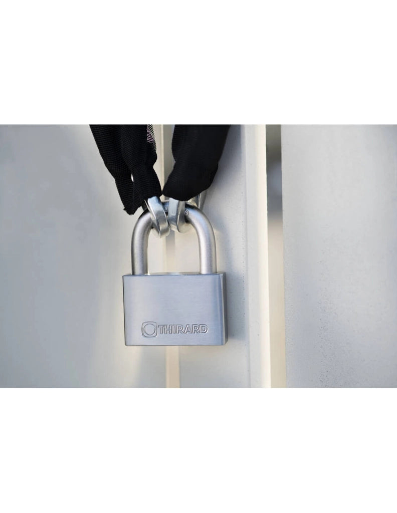 Lucchetto a chiave Rinox, 70 mm, acciaio inossidabile, esterno, arco in acciaio INOX, 4 chiavi - THIRARD
